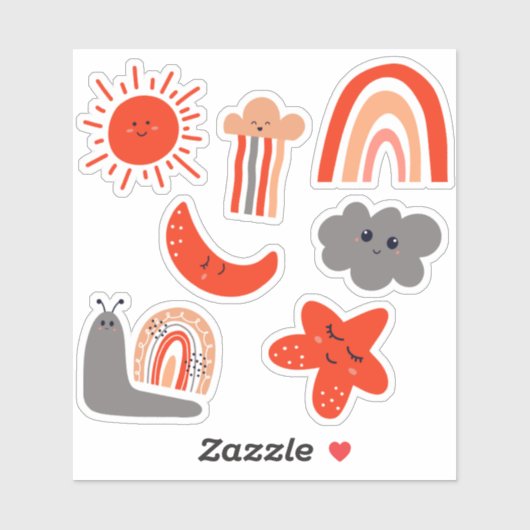 Cloud Star Rainbow & More Karakters voor Kinderen  Sticker (Vel)