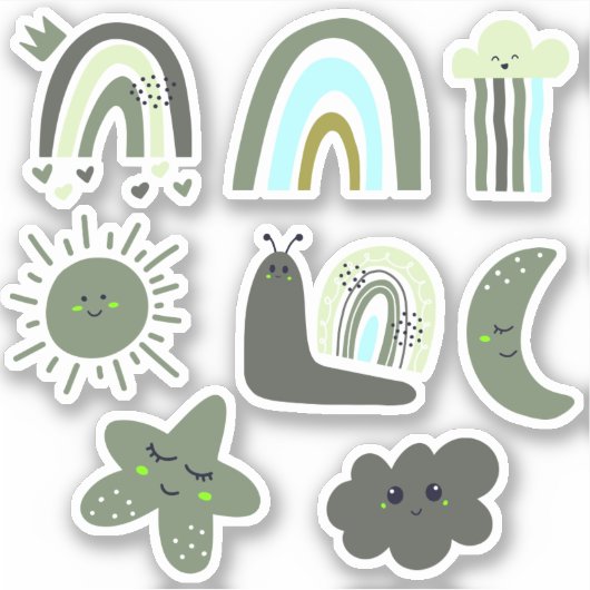 Cloud Star Regenboog & Meer Personages voor Kinder Sticker (Voorkant)