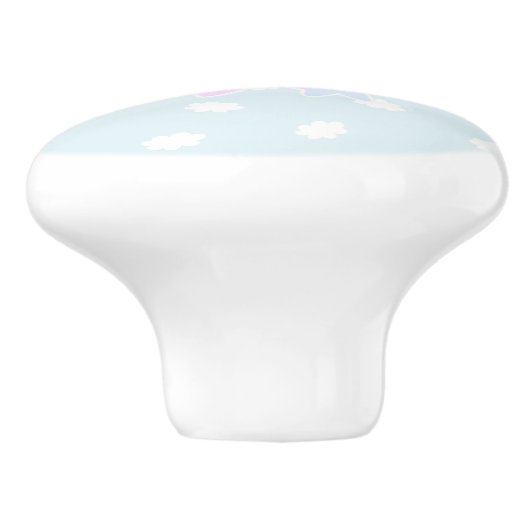 Cloud Stars Baby Pastel Blue Keramische Knop (Zijkant)