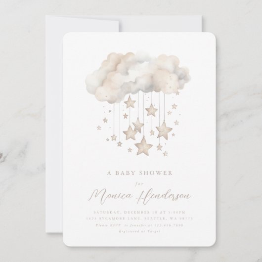 Cloud & Stars Baby shower uitnodiging (Voorkant)