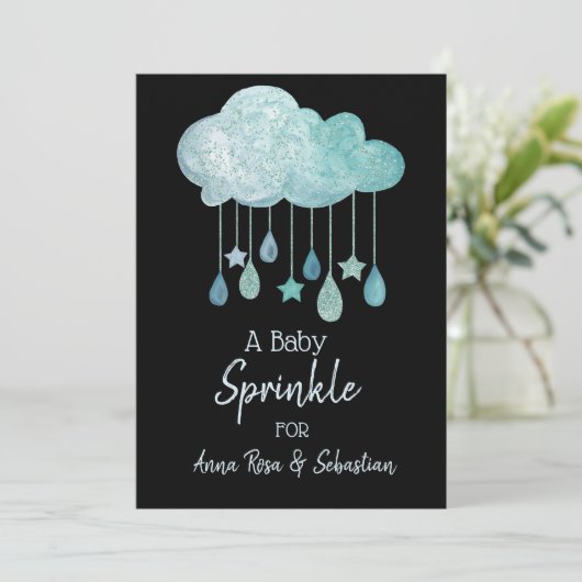 *~* Cloud Stars Regen druppels Uitnodiging (Staand voorkant)