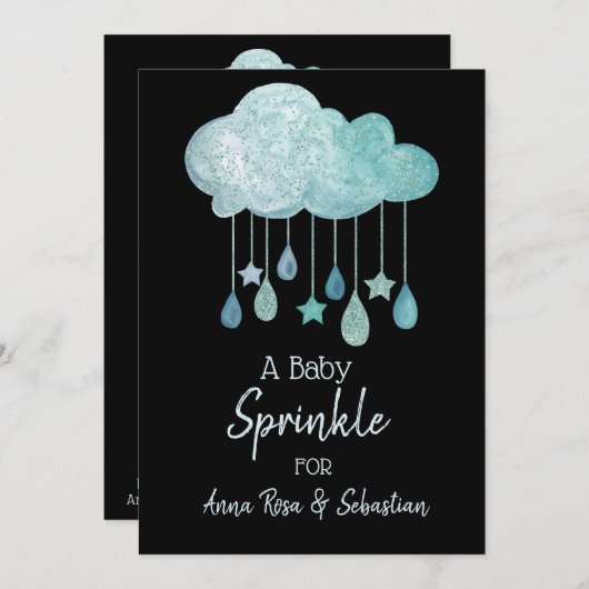 *~* Cloud Stars Regen druppels Uitnodiging (Voorkant / Achterkant)