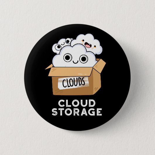 Cloud Storage Funny Weather Technology Pun Dark BG Ronde Button 5,7 Cm (Voorkant)