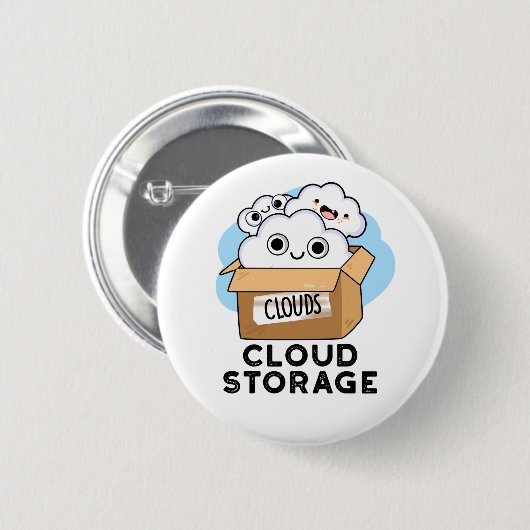 Cloud Storage Funny Weather Technology Pun Ronde Button 5,7 Cm (Voorkant /achterkant)