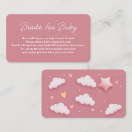 Cloud Thema Baby shower Roze Boek Aanvraag Informatiekaartje