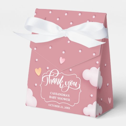 Cloud Thema Baby shower Stoffige Roze Favor Box Bedankdoosjes (Voorkant Zijde)