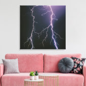 Cloud to ground bliksemflits van een verdwijnende canvas afdruk (Insitu (Woonkamer))