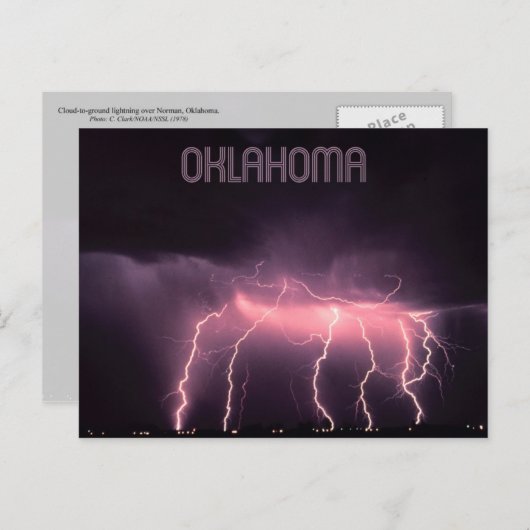 Cloud-to-Ground Lightning, Oklahoma Briefkaart (Voorkant / Achterkant)