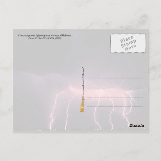 Cloud-to-Ground Lightning, Oklahoma Briefkaart (Achterkant)