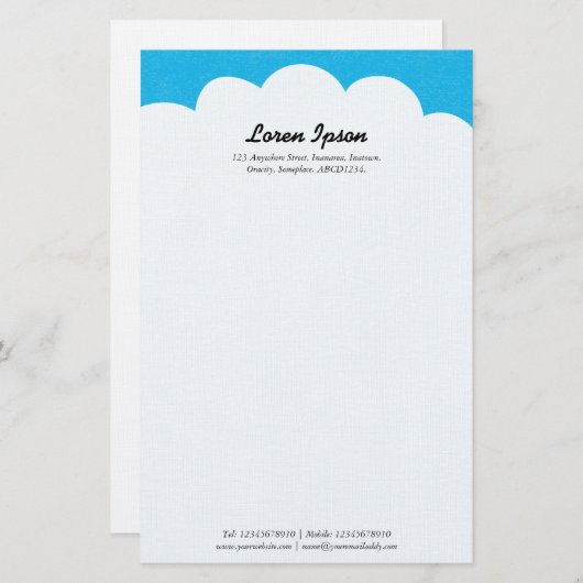 Cloud Top - Blauw Briefpapier (Voorkant / Achterkant)