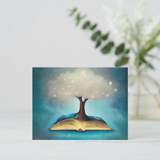 Cloud Tree & Open Book Briefkaart (Staand voorkant)