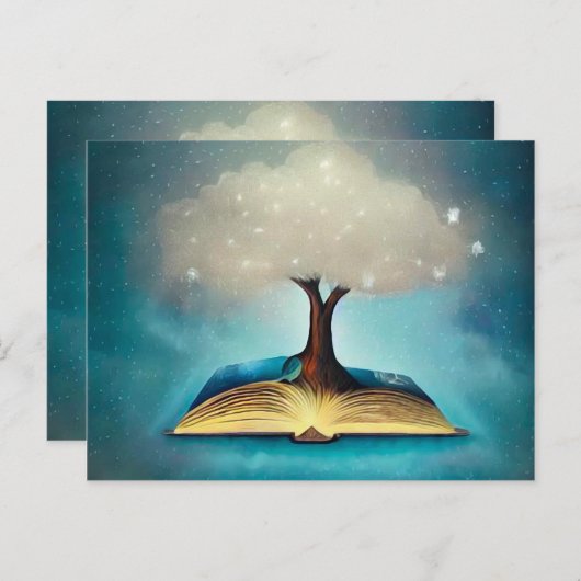 Cloud Tree & Open Book Briefkaart (Voorkant / Achterkant)