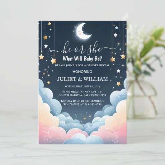 Cloud Twinkle Twinkle Little Star Genderonthulling Kaart (Staand voorkant)