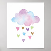 Cloud Waterverf regenboogharten Nursery Wall Decor Poster (Voorkant)