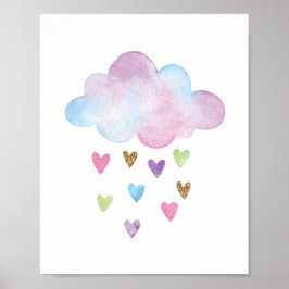 Cloud Waterverf regenboogharten Nursery Wall Decor Poster