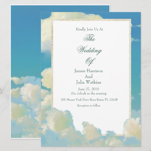 Cloud Wedding Invitation Kaart (Voorkant / Achterkant)