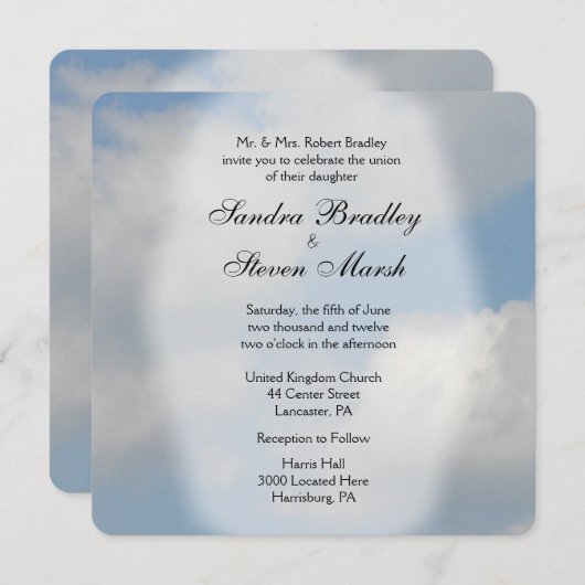Cloud Wedding Invitations Kaart (Voorkant / Achterkant)