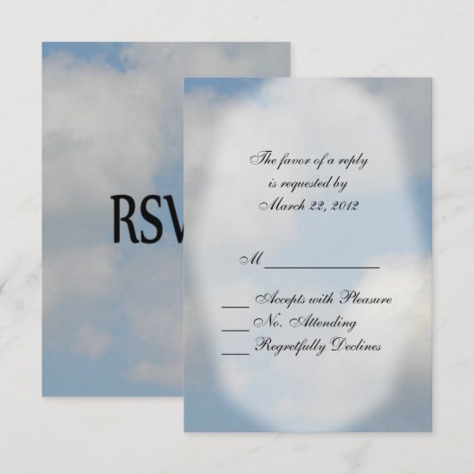 Cloud Wedding RSVP Kaartje (Voorkant / Achterkant)