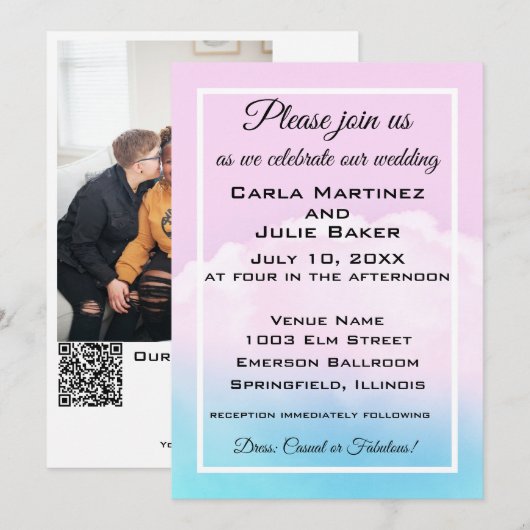 Cloud Wedding Wedding Invite Kaart (Voorkant / Achterkant)