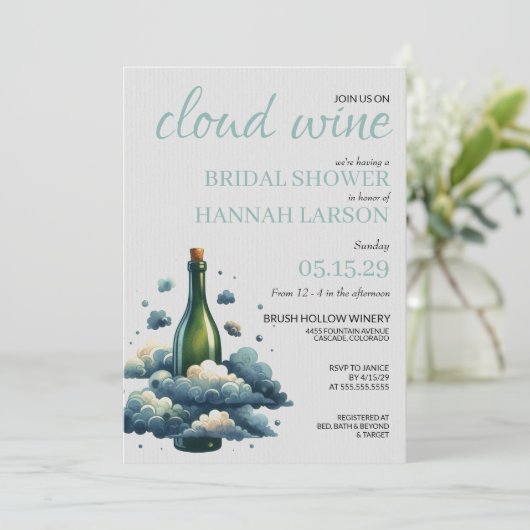 Cloud wijn bruids douche uitnodiging (Staand voorkant)