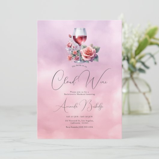 Cloud wijn vrijgezellenweekend kaart (Staand voorkant)