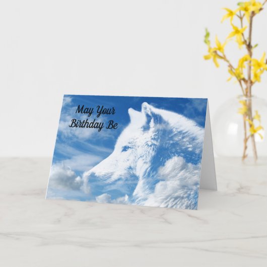 Cloud Wolf Son Kaart (Gele Bloem)