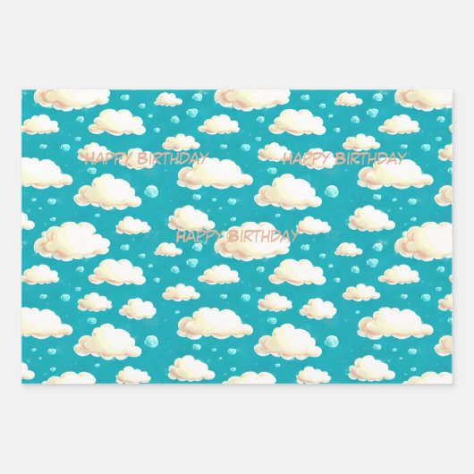 Cloud Wrapping papier, pas gezegde aan op vel. Inpakpapier Vel (Voorkant 2)