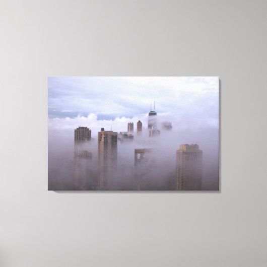 Cloudbase in de stad Op Canvas Afdruk (Voorkant)