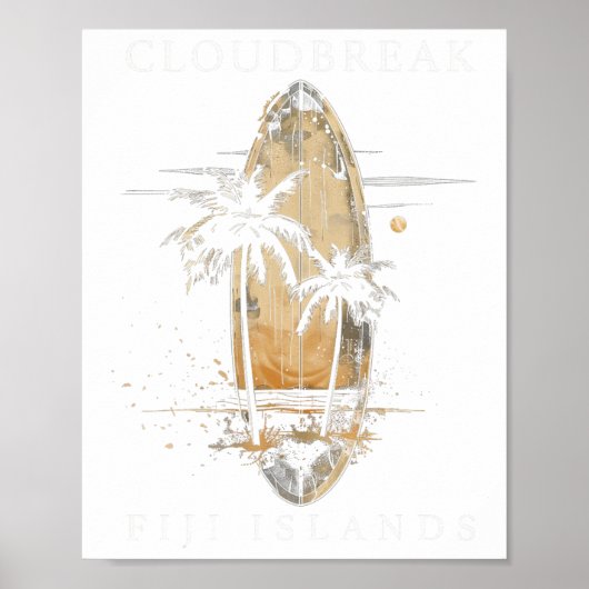 Cloudbreak Fiji-eilanden Surf Vintage Surfen Surfe Poster (Voorkant)