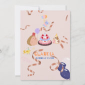 Cloudia verjaardags uitnodigingskaart kaart (Achterkant)