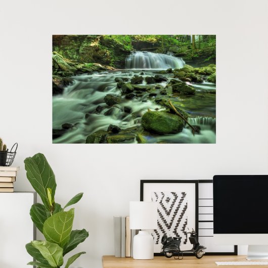 Cloudland Canyon Waterfall Poster (Thuiskantoor)