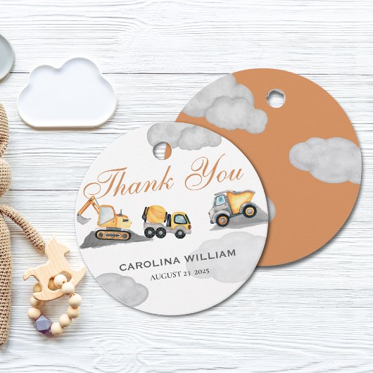 Clouds baby onder constructie baby shower bedankjes labels