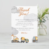 Clouds baby onder constructie baby shower bedankkaart (Staand voorkant)