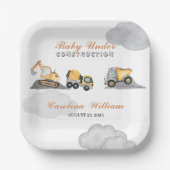 Clouds baby onder constructie baby shower papieren bordje (Voorkant)