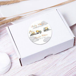 Clouds baby onder constructie baby shower ronde sticker