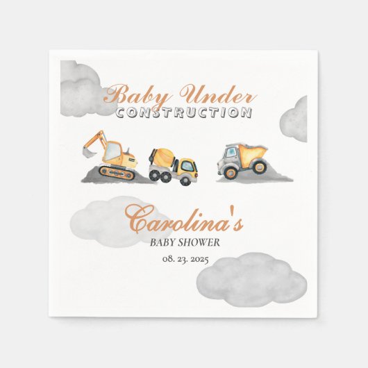 Clouds baby onder constructie baby shower servet (Voorkant)