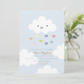 Clouds Baby shower Invitation Blue Kaart (Staand voorkant)