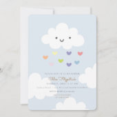 Clouds Baby shower Invitation Blue Kaart (Voorkant)