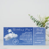 Clouds Beach Boarding Pass Wedding Tickets Uitnodi Kaart (Staand voorkant)