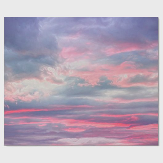 Clouds Beauful Pink White Blue Painted Sky Cadeaupapier (Vlak)