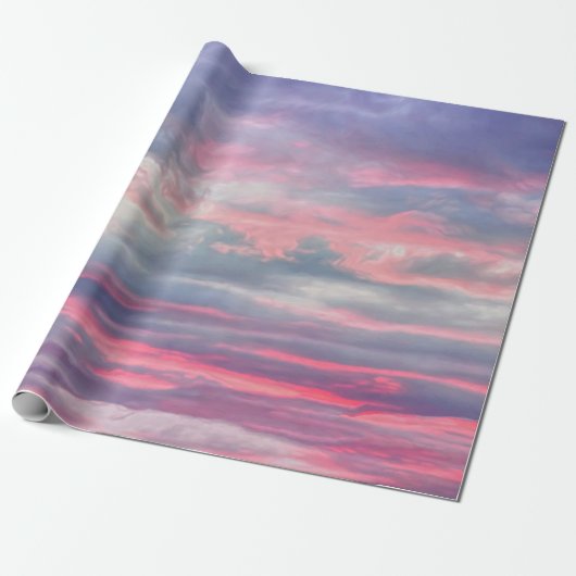 Clouds Beauful Pink White Blue Painted Sky Cadeaupapier (Uitgerold)