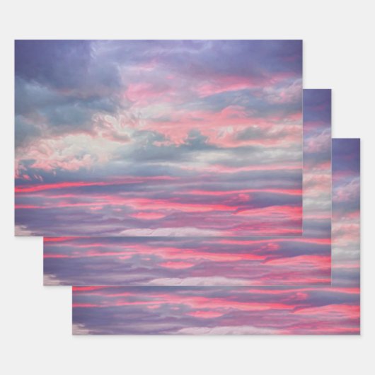 Clouds Beauful Pink White Blue Painted Sky Inpakpapier Vel (Set)