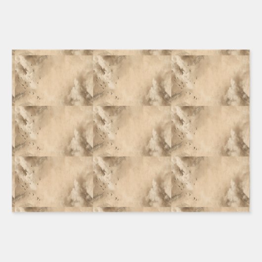 Clouds Birds Feathers Pastel Sky Collage Inpakpapier Vel (Voorkant 3)