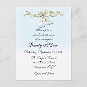 Clouds Blue Christening Invitation Uitnodiging Briefkaart