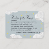 Clouds Blue Grey Boy Books Baby shower Visitekaartje (Voorkant)