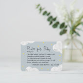 Clouds Blue Grey Boy Books Baby shower Visitekaartje (Staand voorkant)