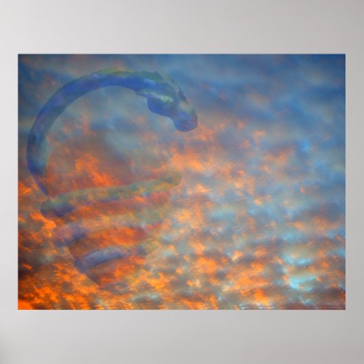 Clouds Blue Oranje Mackeral Serpent Poster (Voorkant)