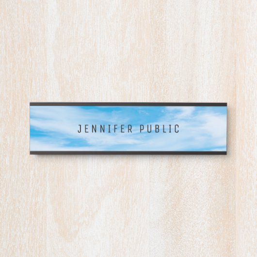Clouds Blue Sky Modern Simple Elegant Sjabloon Deurbordje (Voorkant)