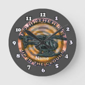 Clouds Camo Helikopter Clock Ronde Klok (Voorkant)