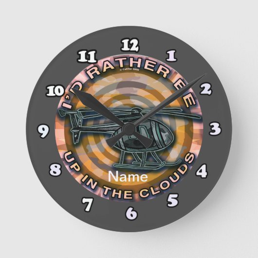 Clouds Camo Helikopter Clock Ronde Klok (Voorkant)